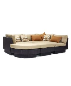 Dīvānu komplekts STELLA ar spilvenu, alumīnija rāmis ar plastikāta pinumu, krāsa: tumši brūns