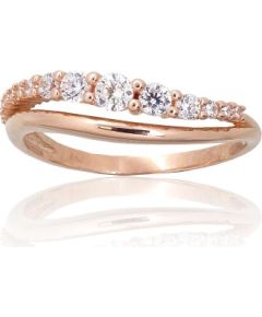 Золотое кольцо #1101096(Au-R)_CZ, Красное Золото 585°, Цирконы, Размер: 18.5, 2.39 гр.