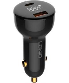 LDNIO C101 Car Charger, USB + USB-C, 100W + USB-C to USB-C Cable (Black)