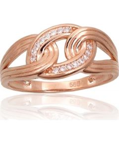Золотое кольцо #1101082(Au-R)_CZ, Красное Золото 585°, Цирконы, Размер: 19.5, 3.09 гр.