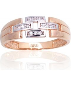 Золотое кольцо #1101135(Au-R+PRh-W)_CZ, Красное Золото 585°, родий (покрытие), Цирконы, Размер: 17.5, 1.84 гр.