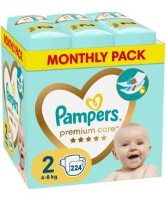 Pampers Pieluchy Premium Care 4-8kg, rozmiar 2-MINI, 224szt