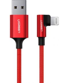 Lightning to USB-A Angled Cable UGREEN US299, 2.4A, 1m (Red)