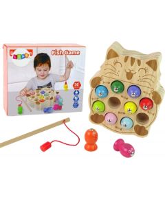 Import Leantoys Wooden Fish Catching Game 2 Fishing Rods Kitten