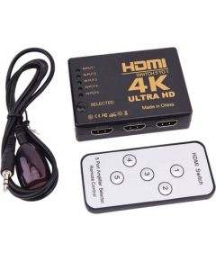 RoGer HDMI 4K ātrgaitas sadalītājs 5 HDMI ieejas / tālvadības pults / infrasarkanais kabelis