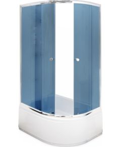 Dušas stūris Gotland Eko 120x80x195 cm, pelēks stikls , dziļais (40cm) paliktnis, satīna krāsas profils, bez sifona,kreisais izpildījums