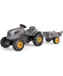 Liels miniatūrs traktors ar piekabi -Smoby, pelēks