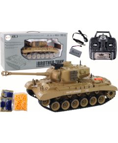 Import Leantoys RC Tank 1:18 Cannon Smoke Shield Sounds Light Brown