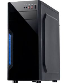 Chassis INTER-TECH B-42 Black Midi Tower, ATX, 2xUSB2.0, Blue LED strip, PSU optional