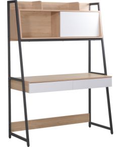 Desk STUDY with self 124x54xH171cm, oak/white