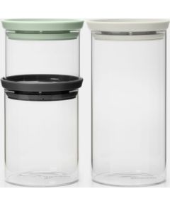 BRABANTIA stikla kārbu komplekts 0.3L+0.6L+1.1L, mixed - 100550