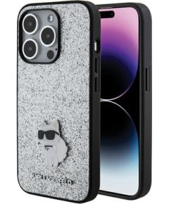 Karl Lagerfeld Fixed Glitter Choupette Logo Metal Pin Защитный Чехол для Apple iPhone 15 Pro