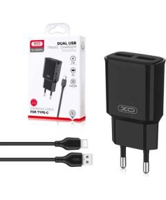 XO L92С lādētājs | 12W | 2,4A + USB-C kabelis 1m melns