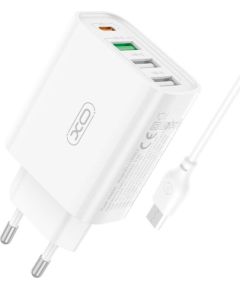 Wall charger XO L120 3x USB, 1x USB-C, 18W (white)