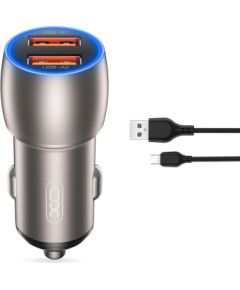 XO CC52 Auto lādētājs QC / 36W / 2x USB / microUSB Kabelis