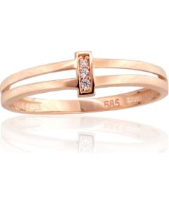 Золотое кольцо #1101123(Au-R)_CZ, Красное Золото 585°, Цирконы, Размер: 17.5, 1.46 гр.