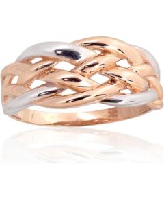 Золотое кольцо #1101121(Au-R+PRh-W), Красное Золото 585°, родий (покрытие), Размер: 17.5, 3.29 гр.
