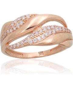 Золотое кольцо #1101010(Au-R)_CZ, Красное Золото 585°, Цирконы, Размер: 19, 2.49 гр.