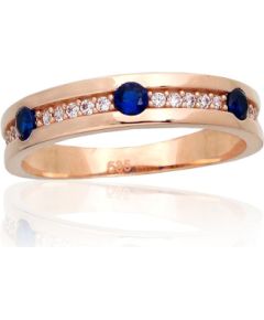 Золотое кольцо #1100969(Au-R)_CZ+CZ-B, Красное Золото 585°, Цирконы, Размер: 17.5, 2.9 гр.
