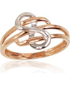 Золотое кольцо #1100819(Au-R+PRh-W), Красное Золото 585°, родий (покрытие), Размер: 19.5, 1.82 гр.