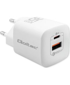 Qoltec 50763 mobile device charger Laptop, Portable gaming console, Power bank, Smartphone, Smartwatch, Tablet White AC Fast charging Indoor