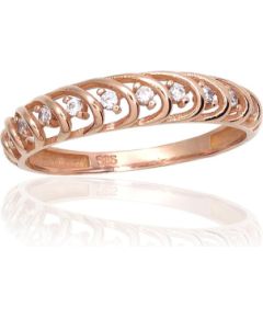 Золотое кольцо #1101002(Au-R)_CZ, Красное Золото 585°, Цирконы, Размер: 17.5, 1.45 гр.