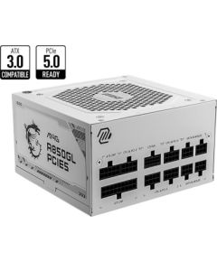 Power Supply MSI 850 Watts Efficiency 80 PLUS GOLD PFC Active MAGA850GLPCIE5WHITE