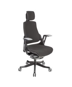 Рабочий стул WAU с подголовником, 65x49xH112-129см, сиденье: ткань, цвет: оранжевый, корпус: белый.