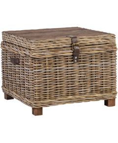 Сундук-столик вспомогательный EGROS 60х60хH45см, деревянная рама с плетением из ротанга, цвет: серый