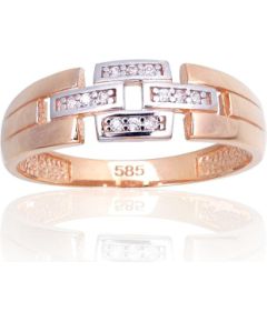 Золотое кольцо #1101135(Au-R+PRh-W)_CZ, Красное Золото 585°, родий (покрытие), Цирконы, Размер: 17.5, 1.79 гр.