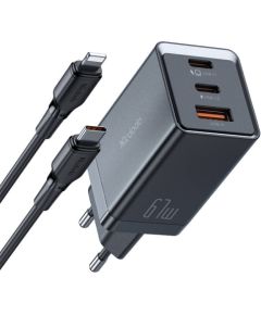 Mcdodo CH-1544 GaN wall charger, 2x USB-C, 1x USB, 67W + USB-C to USB-C cable (black)