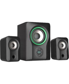 Fenda F&D F590X 2.1 Multimedia Speakers, 60W RMS, Full range speaker: 2x3"+ 5.25'' Subwoofer, BT 5.3/AUX/USB/Coaxial/LED Display/RGB multi-color lighting mode/Remote Control/Black