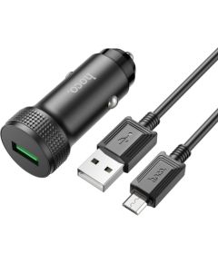 Автомобильная зарядка Hoco Z49A QC3.0 18W + MicroUSB черная