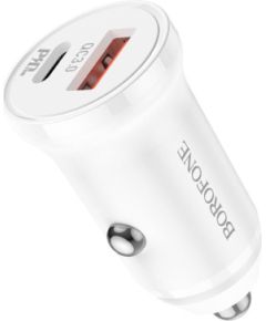 Автомобильная зарядка Borofone BZ18A USB-A/Type-C PD20W+QC3.0 белая