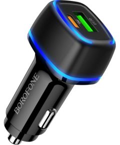 Car charger Borofone BZ14A PD20W+QC3.0 with 2 USB connectors black