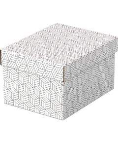 Uzglabāšanas kaste ESSELTE, ar vāku, 200x150x255, balta/pelēka (3gab./iepak.)
