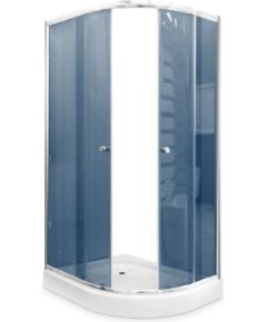 Dušas stūris Gotland Eko 100x80x195 cm, pelēks stikls, sēklais (12cm) paliktnis, hromēts profils, bez sifona,kreisais izpildījums