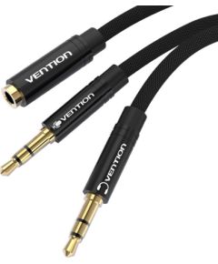 Audio cable 3.5mm female to 2x3.5mm male Vention BBLBF 1m (black)