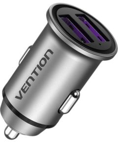 Dual Port Car Charger Vention FFEH0 USB A+A(30/30) Gray