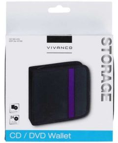 Vivanco CD/DVD wallet for 24, black/purple (31788)