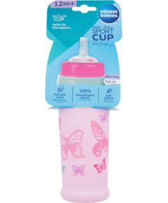 Canpol Active Cup / Non-Spill Sport Cup 350ml Butterfly Pink