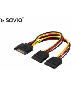 SAVIO Кабель питания SATA AK-17 | 18 см | 1x15 pin SATA (F) | 2x15 pin SATA (M)