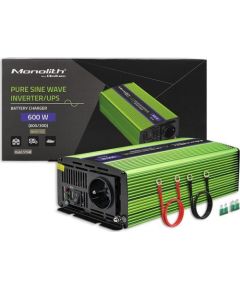 Strāvas pārveidotājs Qoltec Monolith 300W |600W | 12V uz 230V | pure Sinus