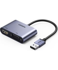 Ugreen USB konvertora adapteris - HDMI 1.3 (1920x1080 @ 60 Hz) + VGA 1.2 (1920x1080 @ 60 Hz), pelēks (CM449)