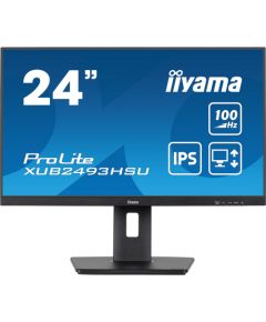 iiyama PROLITE XUB2493HSU-B6, LED monitor - 24 - black (matt), FullHD, AMD Free-Sync, IPS, 100Hz panel