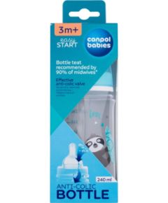 Canpol Exotic Animals / Easy Start Anti-Colic Bottle 240ml Blue 3m+