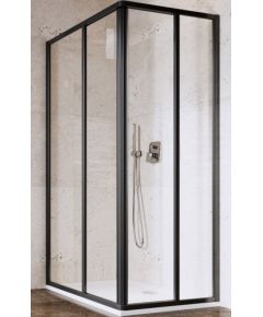 Ravak dušas durvis stūrim SRV2-S, 1000 mm, h=1950, melns/caurspīdīgs stikls
