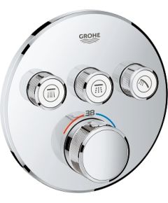 Grohe iebūvējamā dušas termostata SmartControl round virsapmetuma daļa, ar 3 izejām, hroms