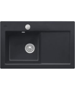 Villeroy & Boch virtuves izlietne Subway 60 XL Flat, viena bļoda ar plauktu, 965x475 mm, kreisā puse, ebony CP