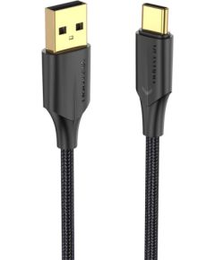 Cable USB 2.0 to USB-C Vention CTFBF LED 3A 1m (black)